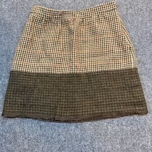J.Crew Lambswool Houndstooth Plaid Size 6 Lined Mini Skirt Classic Preppy
